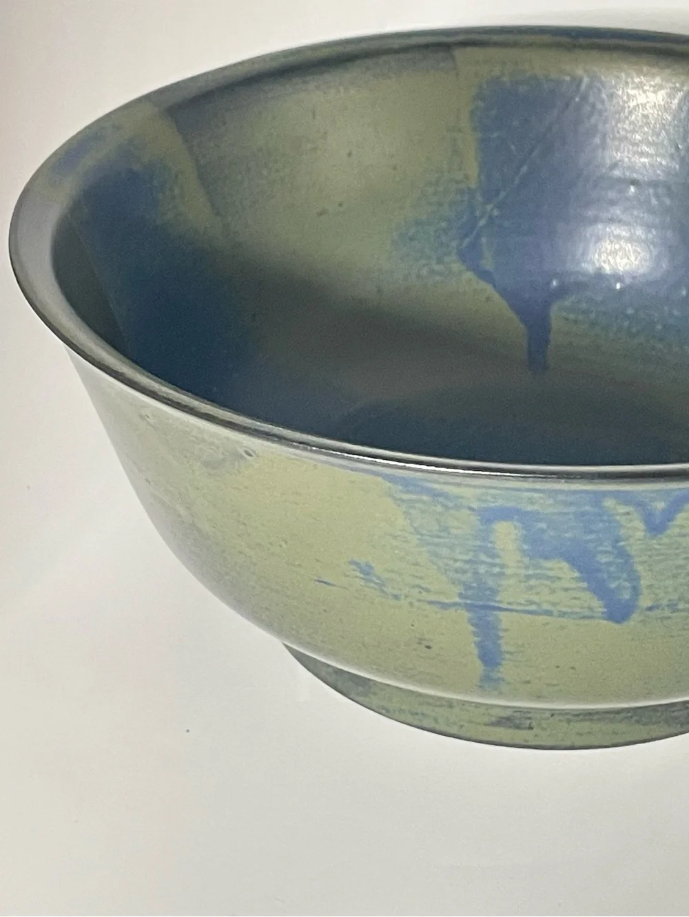 Nancy Patterson-Lamb  Style Iron Mountain Stoneware 10”Bowl.  Blue Green.